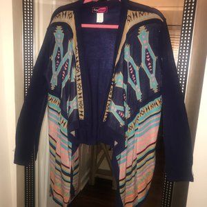 Like NEW SAY WHAT Aztec open Sweater- JR XL